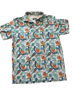 Waggle Tropical Parrot Print Short Sleeve Shirt - Aqua